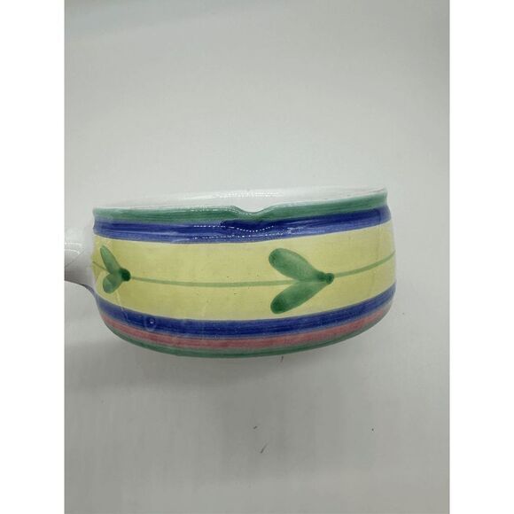 Caleca Italy Ceramic Bowl w/ Handle Hand Painted Dip or Soup Baking Bowl 9 x 3" - Picture 3 of 9